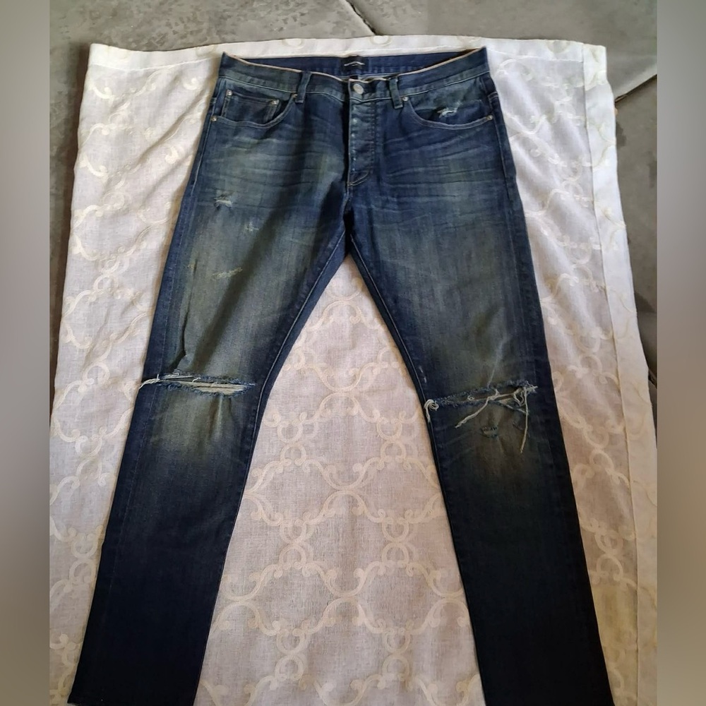 Earnest Sewn Jeans Mens 33x33 Blue Selvedge Denim Pants Straight Bryant Work